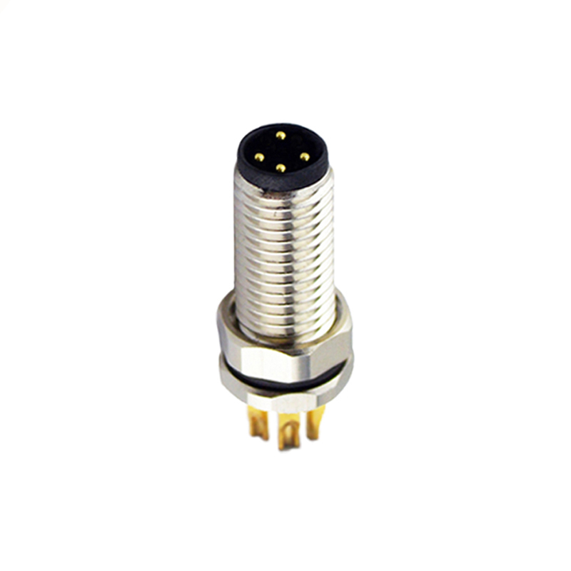 M8 4pins A code male straight front panel mount connector, unshielded, solder